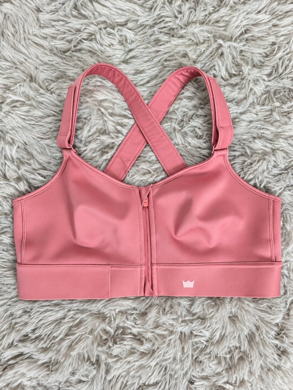 SHEFIT Ultimate Sports Bra 1Luxe Dusty Rose Pink Front Zip High Support Preloved